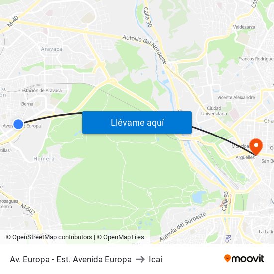 Av. Europa - Est. Avenida Europa to Icai map