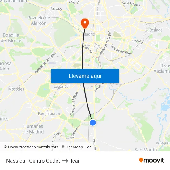 Nassica - Centro Outlet to Icai map