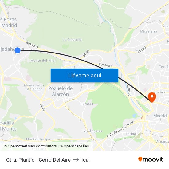 Ctra. Plantío - Cerro Del Aire to Icai map