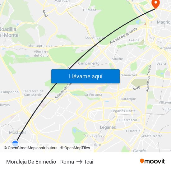 Moraleja De Enmedio - Roma to Icai map