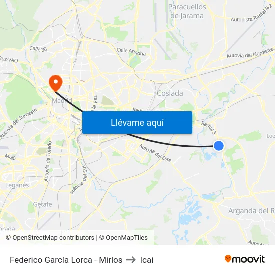 Federico García Lorca - Mirlos to Icai map