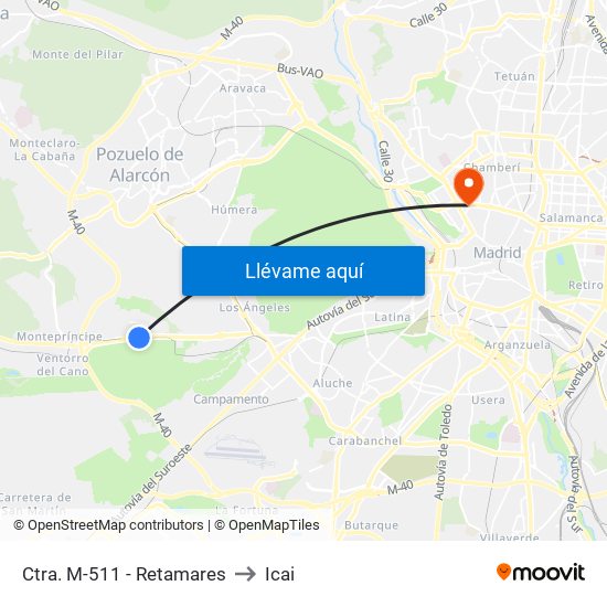 Ctra. M-511 - Retamares to Icai map