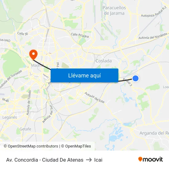 Av. Concordia - Ciudad De Atenas to Icai map