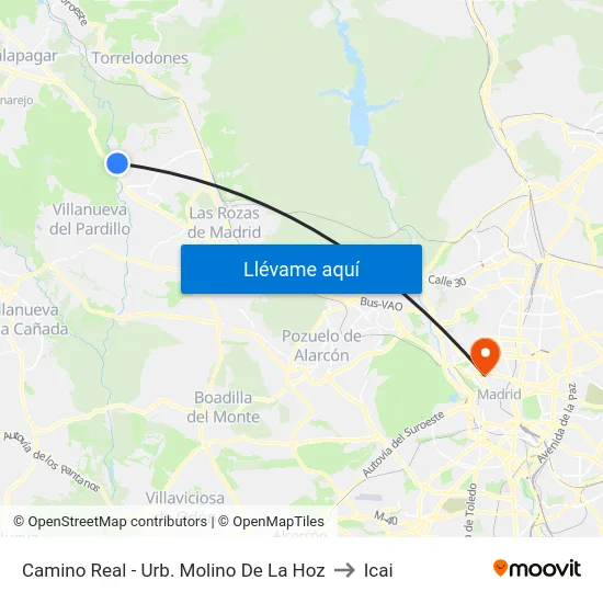Camino Real - Urb. Molino De La Hoz to Icai map