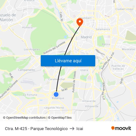 Ctra. M-425 - Parque Tecnológico to Icai map