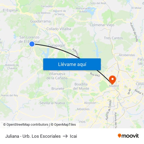 Juliana - Urb. Los Escoriales to Icai map