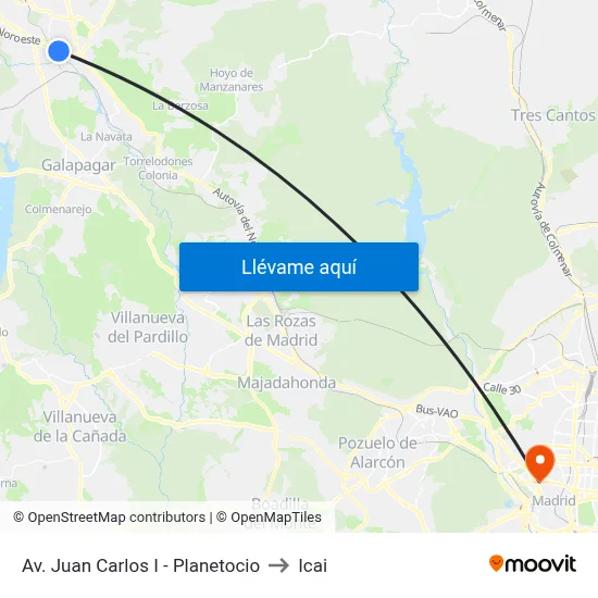 Av. Juan Carlos I - Planetocio to Icai map