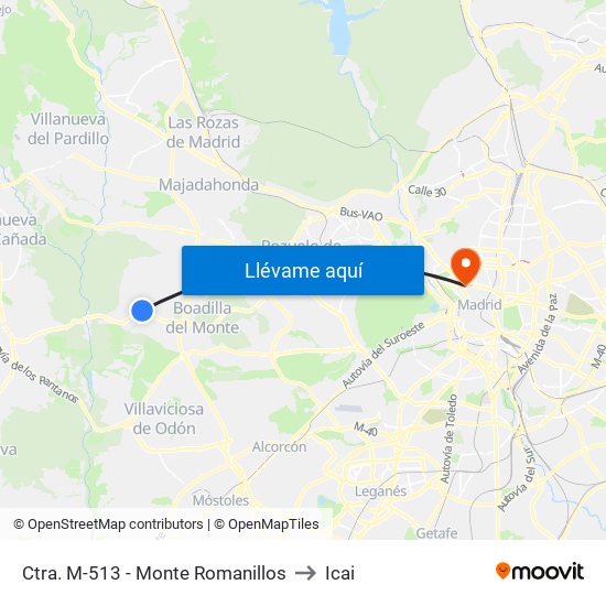 Ctra. M-513 - Monte Romanillos to Icai map