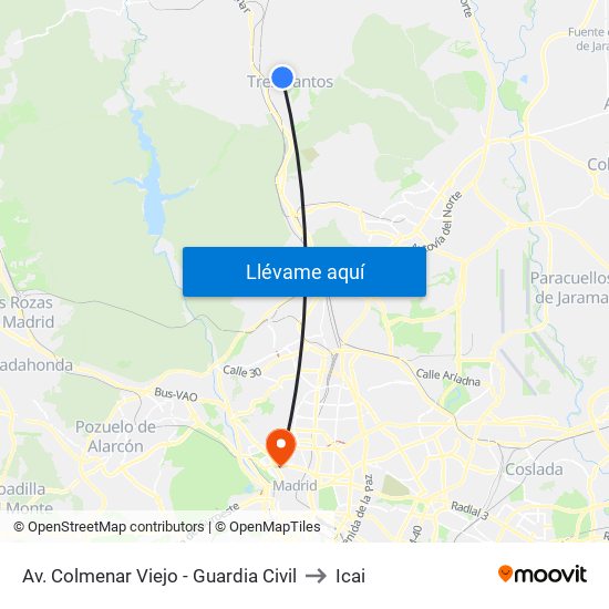 Av. Colmenar Viejo - Guardia Civil to Icai map