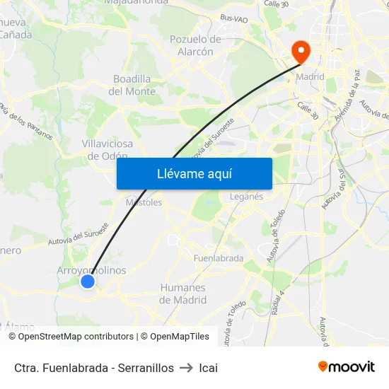 Ctra. Fuenlabrada - Serranillos to Icai map