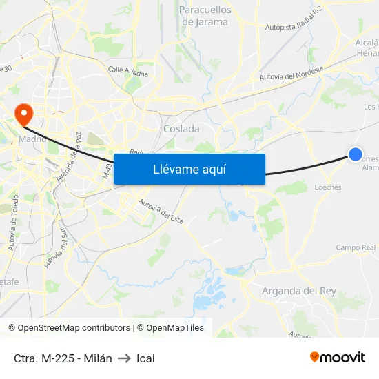 Ctra. M-225 - Milán to Icai map