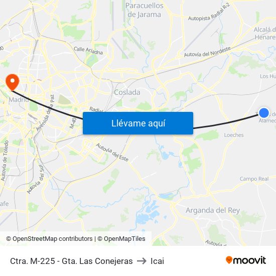 Ctra. M-225 - Gta. Las Conejeras to Icai map