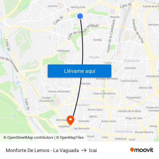 Monforte De Lemos - La Vaguada to Icai map
