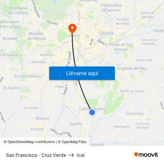 San Francisco - Cruz Verde to Icai map