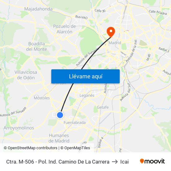 Ctra. M-506 - Pol. Ind. Camino De La Carrera to Icai map