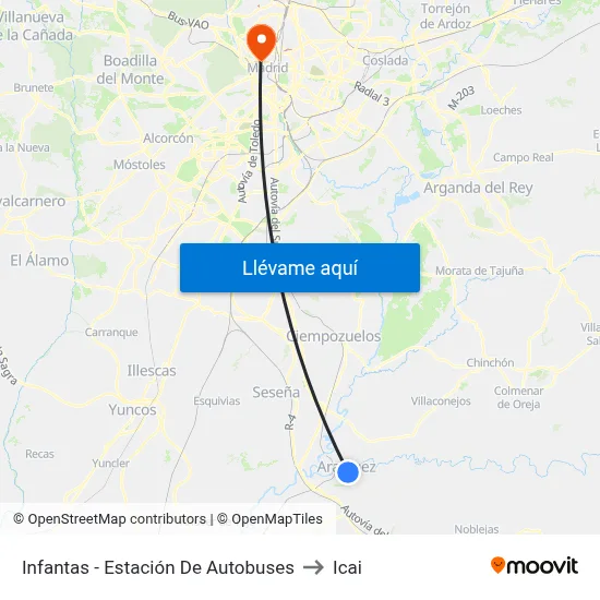 Infantas - Estación De Autobuses to Icai map