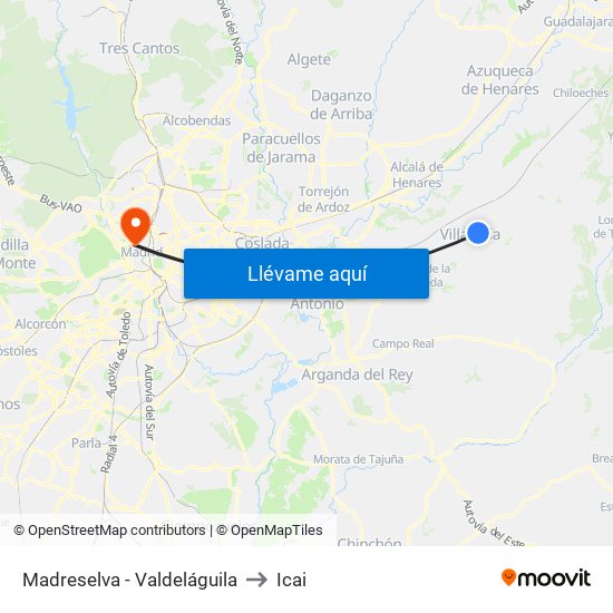Madreselva - Valdeláguila to Icai map
