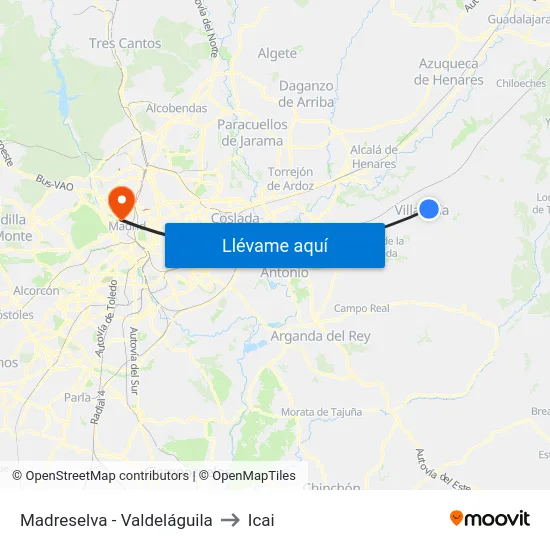 Madreselva - Valdeláguila to Icai map