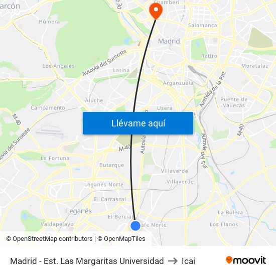 Madrid - Est. Las Margaritas Universidad to Icai map