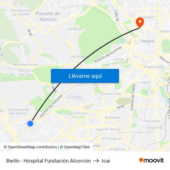 Berlín - Hospital Fundación Alcorcón to Icai map