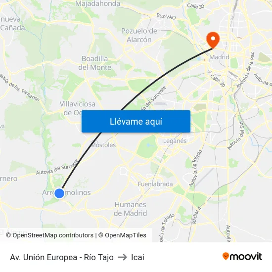 Av. Unión Europea - Río Tajo to Icai map