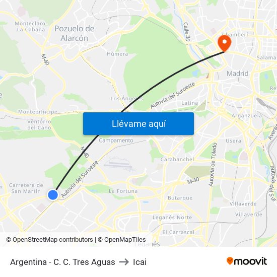 Argentina - C. C. Tres Aguas to Icai map