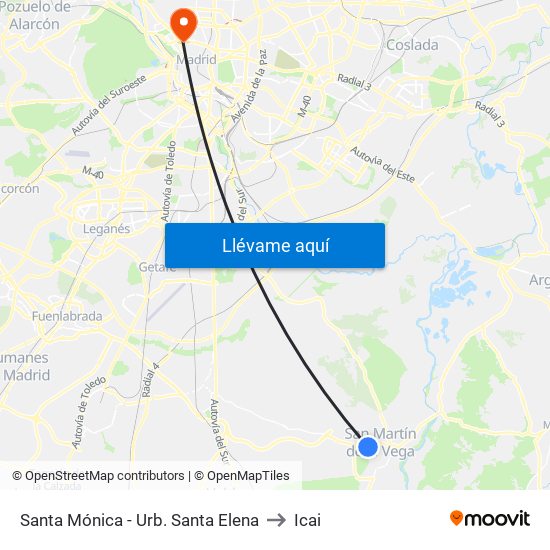 Santa Mónica - Urb. Santa Elena to Icai map