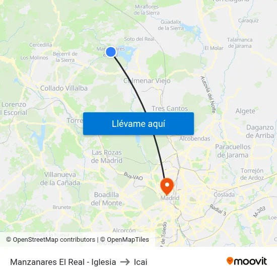 Manzanares El Real - Iglesia to Icai map