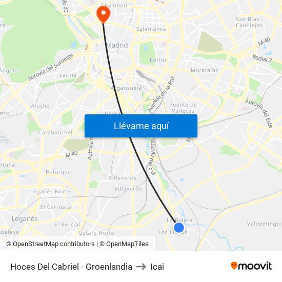 Hoces Del Cabriel - Groenlandia to Icai map