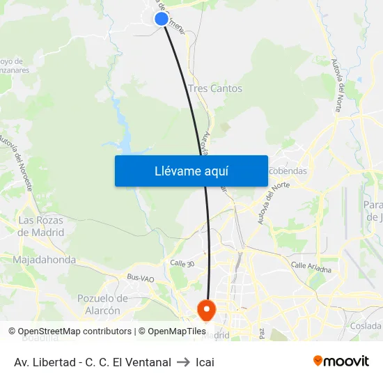 Av. Libertad - C. C. El Ventanal to Icai map