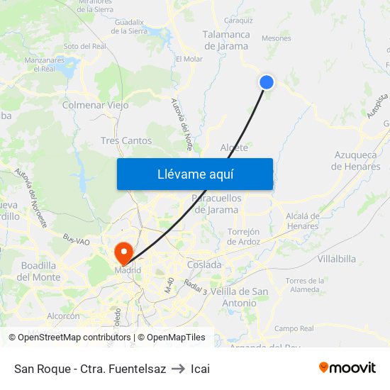 San Roque - Ctra. Fuentelsaz to Icai map