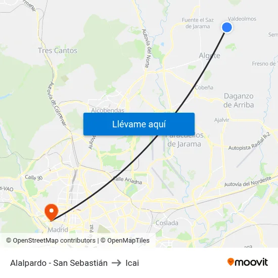 Alalpardo - San Sebastián to Icai map