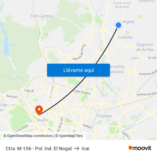 Ctra. M-106 - Pol. Ind. El Nogal to Icai map