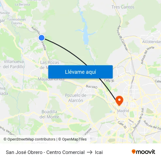 San José Obrero - Centro Comercial to Icai map