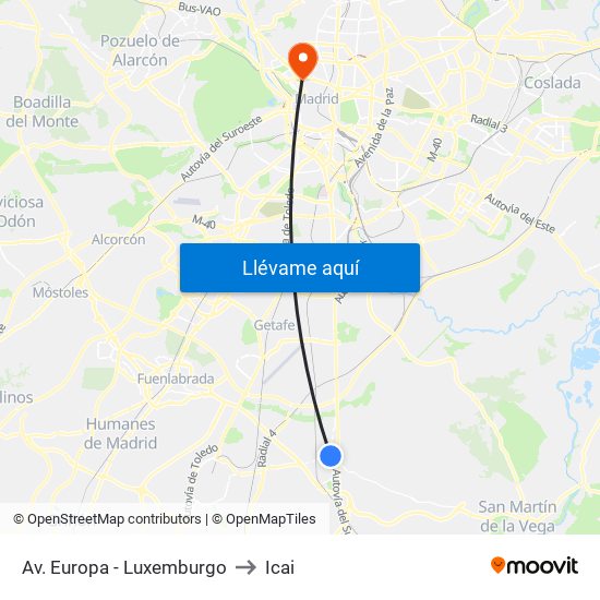 Av. Europa - Luxemburgo to Icai map