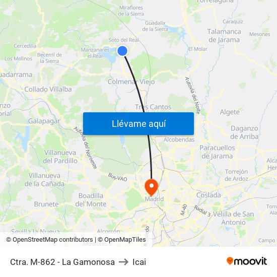 Ctra. M-862 - La Gamonosa to Icai map