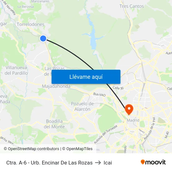 Ctra. A-6 - Urb. Encinar De Las Rozas to Icai map