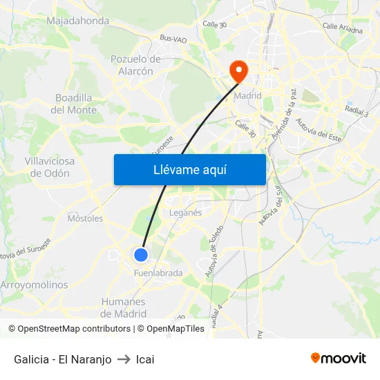 Galicia - El Naranjo to Icai map