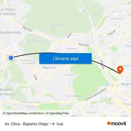 Av. Oliva - Ruperto Chapí to Icai map