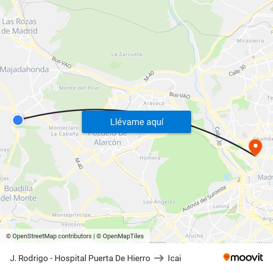 J. Rodrigo - Hospital Puerta De Hierro to Icai map