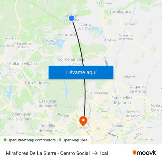 Miraflores De La Sierra - Centro Social to Icai map