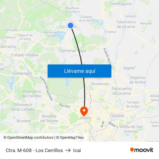 Ctra. M-608 - Los Cerrillos to Icai map