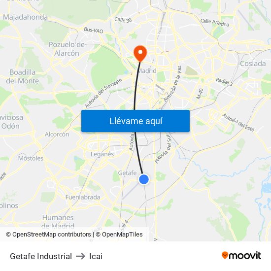 Getafe Industrial to Icai map