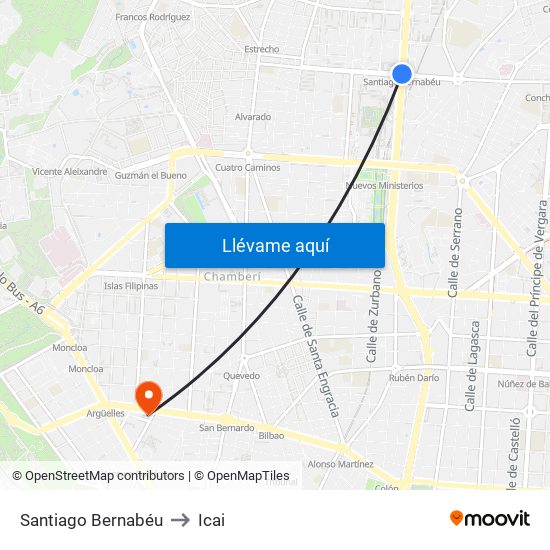 Santiago Bernabéu to Icai map