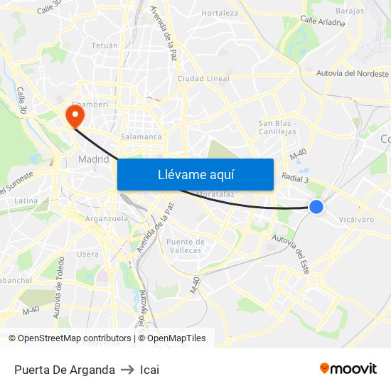 Puerta De Arganda to Icai map
