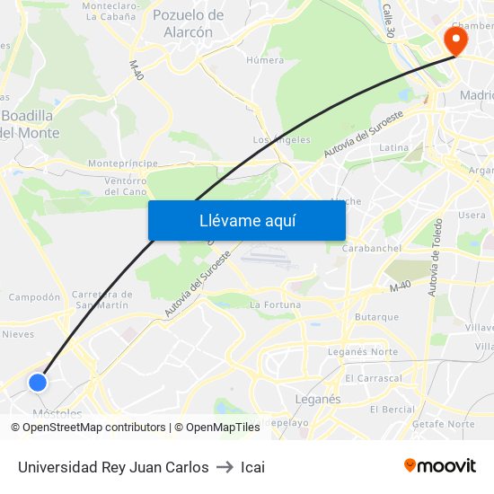 Universidad Rey Juan Carlos to Icai map