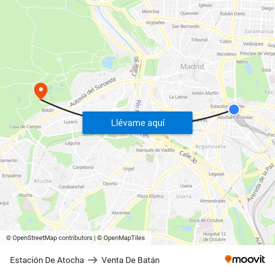 Estación De Atocha to Venta De Batán map