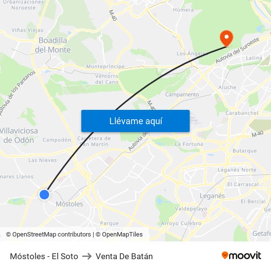 Móstoles - El Soto to Venta De Batán map