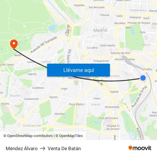 Méndez Álvaro to Venta De Batán map