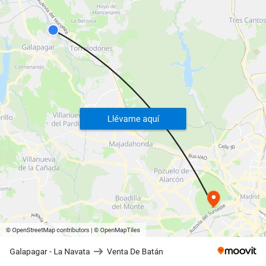 Galapagar - La Navata to Venta De Batán map